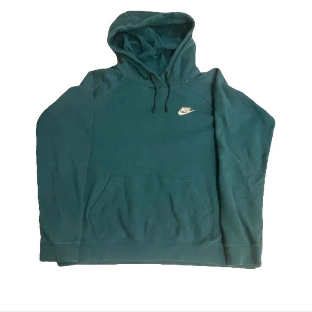 Nike Teal Fleece Pullover Hoodie Men's L Cotton Kangaroo Pocket Drawstring